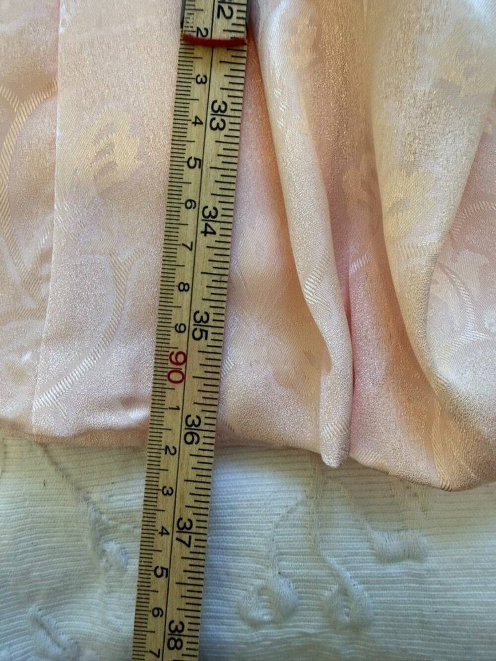 Vintage Handmade Blush Pink Floral Jacquard Coquette Midi Dress Size M - Picture 11 of 15